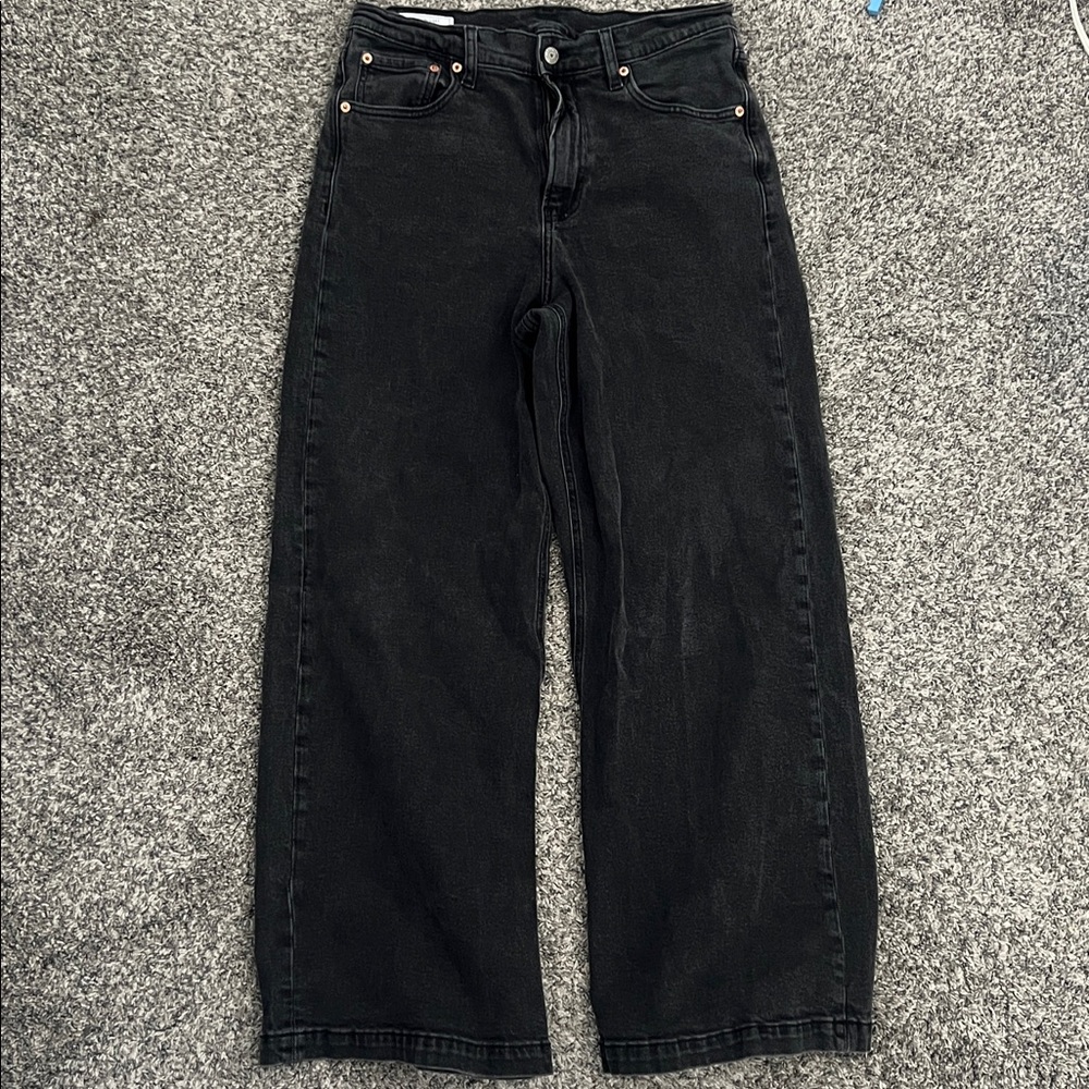 Gap high rise stride wide leg jeans in black